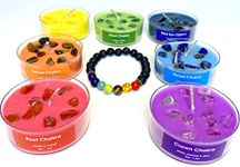 Serenity Crystals Chakra Candle Set - Beautifully Crafted Crystal Infused Candles for Meditation, Healing and Wellness a Suitable Gift for Chakra Spiritual Yoga Meditation, Includes Bracelet