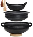 Craftsman Deep Burned Clay Handi/Pot and Kadai for Cooking and serving Combo 1, 2 & 3 Liter