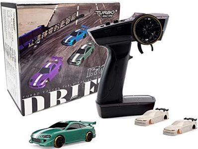 FLYCOLOR Turbo Racing C62 1:76 Scale Drift RC Car with Gyro Mini Full Proportional RTR 2.4GHZ Remote Control with 2 Replaceable Body Shell(Grayish Green)