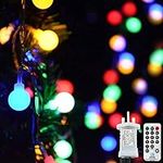 Lezonic Globe String Lights Mains Powered, 15M/49ft 120 LED Fairy Lights Plug in Waterproof, 8 Modes Outdoor Lights for Patio, Bedroom, Party, Festival,Christmas Decorations (Multi-Coloured)