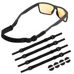 NICKLIN 4 Pcs Adjustable Glasses Strap Sunglasses Lanyard Cord Non-Slip Sports Glasses Holder Elastic Silicone Spectacles Strap Neck Strap Eyeglasses Strap with Nose Pads for Men Women - Black