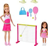 Barbie Stacie & Chelsea Tennis Playset with 2 Dolls & 5+ Accessories Including Net with Swinging Ball Feature & Sports Gear