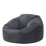 Bean Bag Bazaar Classic Bean Bag Chair, Grey, Large Bean Bags for Adults with Filling, Portable Comfy Chair, Gaming Bean Bag, Living Room Chair or Outdoor Bean Bag Made with Durable Fabric