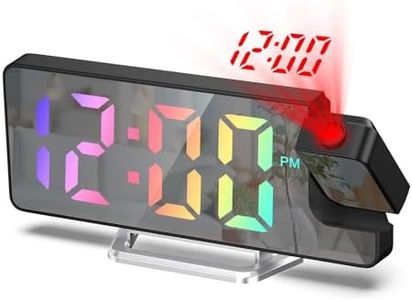 LOFICOPER Projection Alarm Clock, LED Alarm Clock with Rotatable Projection, Temperature Display, Adjustable Brightness, Snooze, 7.9'' Large Display Digital for Home, Bedroom, Office