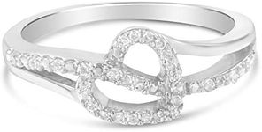 Haus of Brilliance .925 Sterling Silver 1/8 Cttw Diamond Open Heart Leaf Curvy Bypass Accent Fashion or Promise Ring (I-J Color, I2-I3 Clarity)