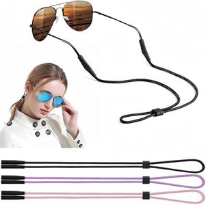 BANSTLE Eyeglasses Holder Strap - 3 Pcs Adjustable Eyewear String Lanyard Retainer - Sunglasses Strap for Men, Women and Kids - Eyeglass Holders Around Neck - Black, Purple, Pink