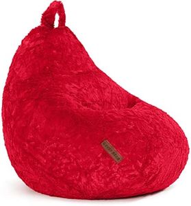 Green Bean© Pouf en Peluche 60x45x45cm - Pouf intérieur avec Remplissage 120L EPS Perles Doux et Lavable - Bean Bag Coussin de Sol Lounge Chair Pouf - Rouge