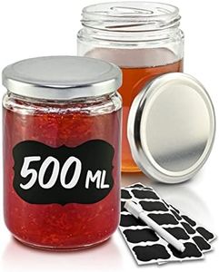 Praknu 12 Bocaux Alimentaires de 500 ml avec Couvercle, Etiquettes - Pots hermétiques en Verre pour la Conservation