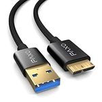 PAXO 1m Nylon USB MICRO USB 3.1 (USB 3.0) hard drive cable, 5Gbit/s, USB HDD cable, data cable, charging cable black, USB A male to Micro B male