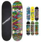 Osprey | Complete Skateboard 31 x 8-inch, Double Kick 9 Ply Chinese Maple Deck for Kids, Teens Adult and Beginners, Stickers, Multiple Designs