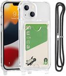 Cavor Clear Case for iPhone 12, iPhone 12 Pro Slim Thin Back Cover with Shoulder Lanyard and Card Slot Soft Silicone TPU Cover, 4-Corner Shockproof Protective Transparent Case for iPhone12 /12pro 6.1 inch Wallet Case with Card Holder