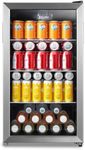 Midea MERV115T3AST 115 Cans Beverage Refrigerator with Adjustable Temperature, Removable Glass Shelf, LED Light, Silver