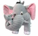 Tickles Mother Elephant with Two Babies Soft Stuffed Plush Toy for Kids Baby Boys & Girls Birthday Gifts Home Decoration (Color: Grey Size: 41 cm)