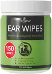 NOVEHA Pet Ear Wipes - Dog Ear Cleaner Wipes, Otic Cleanser for Dogs & Cats - Stop Ear Itching with Aloe Vera, Eucalyptus and Witch Hazel for Odor Control, Dirt and Wax Removal, Unscented (150 Count)