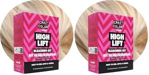 Crazy Color High Lift Bleaching Kit. Pre-lightener Powder Bleach & 30 Vol (9%) Developer | Achieve up to 6+ levels of lift. Vegan & Cruelty Free (Pack of 2)