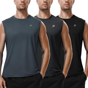 Roadbox Men's Workout Sleeveless Shirts 3 Pack Athletic Gym Basketball Quick Dry Muscle Tank Tops