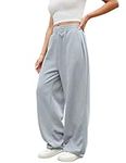 Women Baggy Sweatpants Casual Wide Leg Drawstring Athletic Fit Lounge Joggers Pants Trousers with Pockets, Lightgrey, Medium