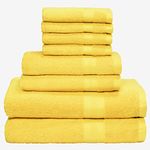 Boutiquo 8 Piece Towel Set 100% Ring Spun Cotton, 2 Bath Towels 27X54, 2 Hand Towels 16X28 and 4 Washcloths 13X13 - Ultra Soft Highly Absorbent Machine Washable Hotel Spa Quality - Yellow