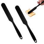 2 Pieces Long Handle Silicone Jar Spatula Non-Stick Rubber Scraper Silicone Scraper for Jars, Smoothies, Blenders Cooking Baking Stirring Mixing Versatile Kitchen Tool (Black)