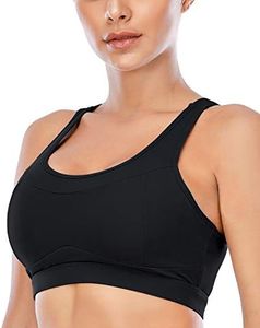 RUNNING GIRL High Impact Sports Bras for Women,Racerback Bra Workout Crop Tops for Women - black - L