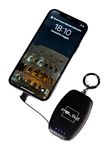 Pulse EMERGENCY Key Ring Mini Power Bank - 2000mah battery charger; small, portable, light, compact, cute with built in output cables for iPhone and Android (eg Samsung) devices/phones (The Black One)