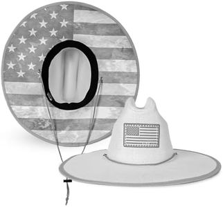 New Premium Keys Straw Hat for UV Sun Protection | UPF 50+ Sun Protection, Adjustable Drawstring, Universal Size | by SA Co. | Ideal for Beach, Fishing, Outdoor Activities | Ghost American Flag