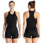 SaiDuoDuo Women 2 mm Neoprene Shorty Wetsuit, Full Body Diving Suit Front Zip for Diving,Black,XXL