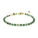 Morchic Green African Aventurine Natural Gemstone Adjustable Bracelet for Women, 3mm Mini Beads Energy Gem Charm Series, Birthday Gift 7.1"