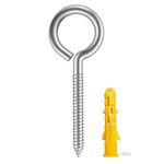 20pcs 2-3/4” 304 Stainless Screw Eyes Small Eyelet Screws Lag Eyebolt Steel Heavy Duty Hook Duty Lag Thread Eyebolt (20 pcs 2-3/4")