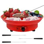 Electric Fondue Pot Set for Chocolate and Cheese Chocolate Fondue Kit with Dipping Forks, Temperature Control, 9-ounce Detachable Bowl, for Chocolate Melts Cheese Melts, Red