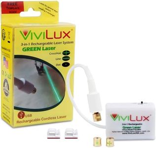 ViviLux 3-in-1 Rechargeable GREEN Laser System with Adjustable Line, Crosshairs and Dot Illumination Heads; Innovative Sewing and Quilting Notion for Precise Stitching; Mounts with HOOK AND LOOP TAPE