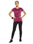 Clovia Women's Comfort Fit Camouflage Print Active T-Shirt(AT0124P09_Maroon_XXL)