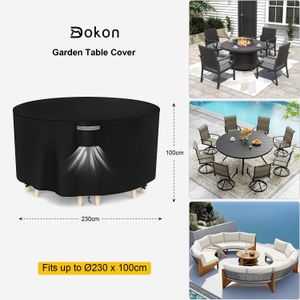 Dokon Waterproof Round Garden Table Cover – 420D Oxford, Ø230 x 100cm
