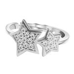 CLARA 925 Sterling Silver Star Ring with Adjustable Band | Rhodium Plated, Swiss Zirconia | Gift for Women & Girls