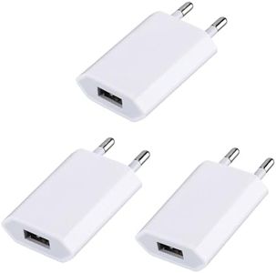 3 Piezas Cargador USB 5V/1A Enchufe de Carga Adaptador Pared para Auriculares/Teléfonos móviles/Relojes Inteligentes/Juguetes/lectores electrónicos