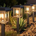 XMCOSY+ Solar Lights Outdoor 20 LM LED with 2-Tone Bronze Tone & Wood Tone, Solar Garden Lights with Glass Metal, IP65 Waterproof Solar Powered for Yard Landscape Driveway Walkway (2Pack, Warm White)