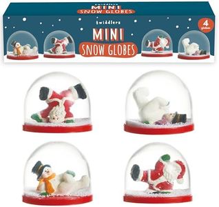 THE TWIDDLERS - 4 Mini Christmas Snow Globes in Assorted Xmas Festive Designs for Stocking Fillers, Party Gift Bags, Festive Ornaments and Decorations - 6cm (2 Snowmen & 2 Santa)