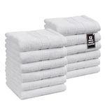 Premium 12 Pack Wash Cloths Set - 13x13 Inches, Highly Absorbent 100% Cotton Towels for Bathroom, Spa, Gym, Face (12-Pack, White)