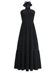 GRACE KARIN Women Summer Beach Long Dress Black Bohemia Sleeveless Floor Maxi Casual Dress Flowy Hawaii Holiday Dress S