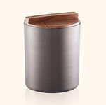 The Empty Space Double Wall Insulated Stainless Steel Ice Bucket in Nickle Finish with Acai Wood Lid.[2.8L] Cocktail Bar, Wine Bottle, Home Accessories, Parties & Champagne Bucket