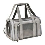 KUTKUT Cat Carriers Small Dog Puppy Carrier Pet Carrier Bag for Small Cats Dogs Puppies up to 4Kg, Airline Approved Small Dog Carrier Soft Sided, Collapsible Travel Puppy Carrier (Size: S, Grey)