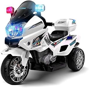 Kids Motorcycle Electric Ride on Toy Police Motorbike w/3 Wheels - White