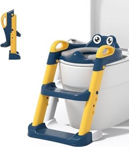 Potty Training Seat with Step Stool Ladder, Potty Training Toilet for Kids Boys Girls, Toddlers-Comfortable Safe Potty Seat with Anti-Slip Pads Ladder (Yellow)