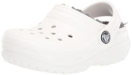 Crocs Unisex-Child Classic Lined Clog, Kids and Toddler Slippers, White, 7 Toddler