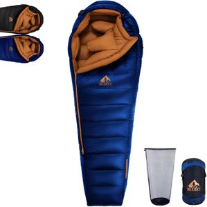 BUERTS XXL Ultralight Down Sleeping Bag – -7℃ Winter, Blue, Portable for Camping & Hiking
