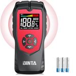 BINTA Pinless Moisture Meter Non-Destructive Wood Moisture Meter Detector with Large Batteries for Walls, Wood and Masonry, Woodworking with LCD Display Sound Alarm, 4 Modes Damp Meter for Firewood