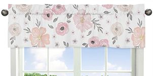 Sweet Jojo Designs Blush Pink, Grey and White Window Treatment Valance for Watercolor Floral Collection by