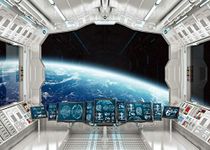 LYWYGG 7x5FT Spaceship Interior Background Futuristic Science Fiction Photography Backdrops Space Station Spacecraft Cabin Photo Shoot Studio Props CA-CP-187