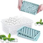 InfiSoul Ice Cube Tray Plastic Reusable Flexible Round with 33 Cavity Mini Round Ice Ball Plastic Tray Molds for Whiskey & Cocktails Keep Drinks Chilled Pack of (2)