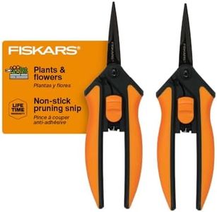 Fiskars Micro-Tip Pruning Snips Garden Shears - Plant Cutting Scissors with Sharp Precision-Ground Non-Stick Blade - 2-Count